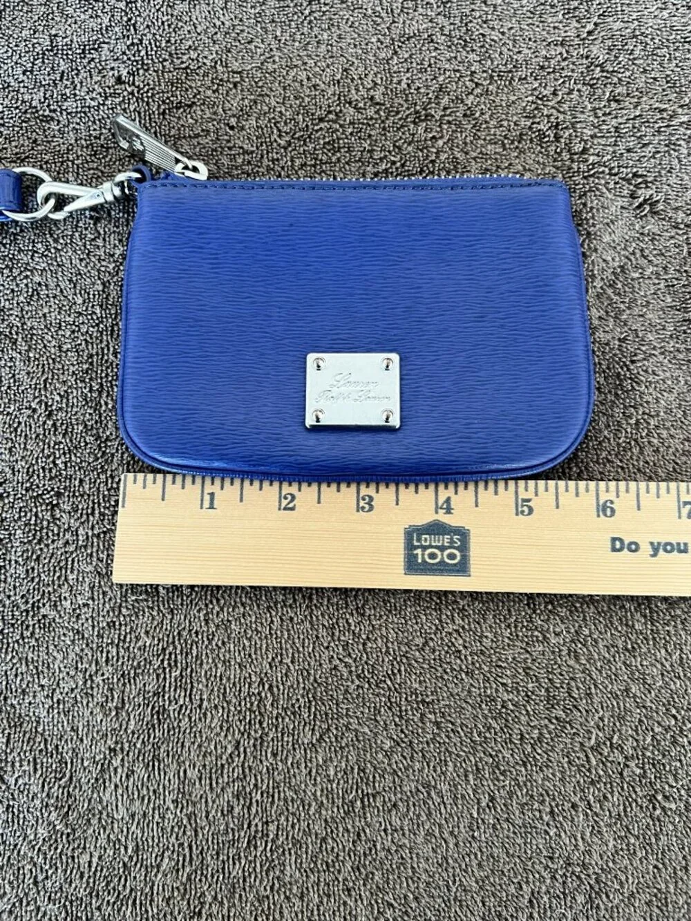 Lauren Ralph‎ Lauren Epi Textured Leather Wristlet Clutch Silver